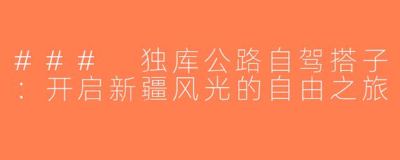 ### 独库公路自驾搭子：开启新疆风光的自由之旅