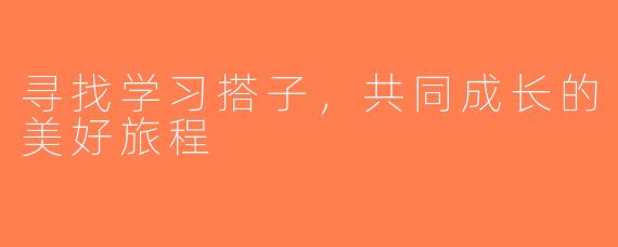寻找学习搭子，共同成长的美好旅程