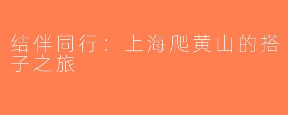结伴同行：上海爬黄山的搭子之旅