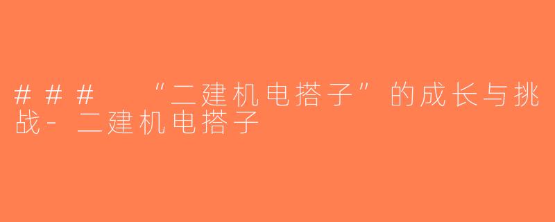 ### “二建机电搭子”的成长与挑战-二建机电搭子