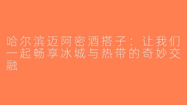 哈尔滨迈阿密酒搭子：让我们一起畅享冰城与热带的奇妙交融