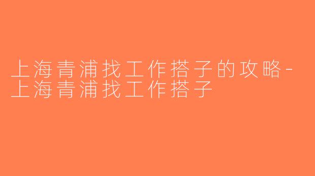 上海青浦找工作搭子的攻略-上海青浦找工作搭子