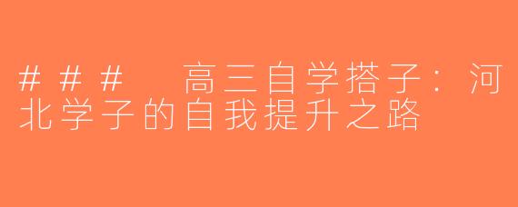 ### 高三自学搭子：河北学子的自我提升之路