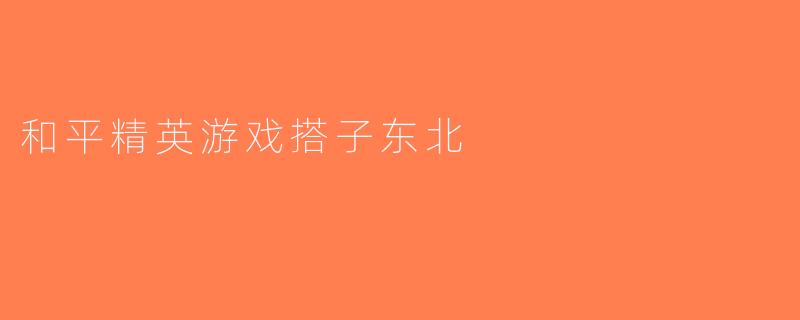 和平精英游戏搭子东北