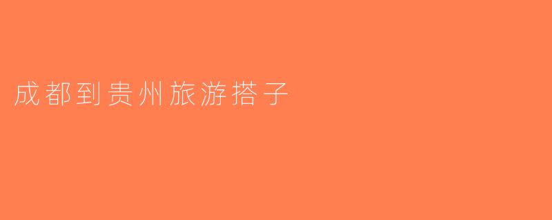 成都到贵州旅游搭子