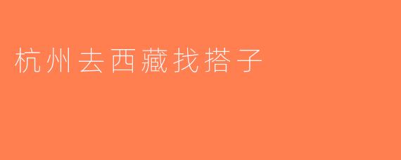 杭州去西藏找搭子