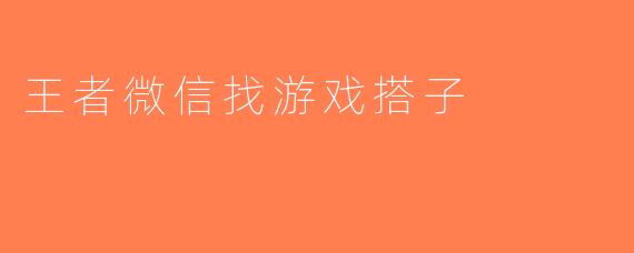 王者微信找游戏搭子