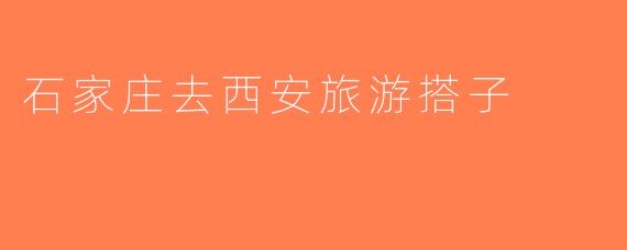 石家庄去西安旅游搭子