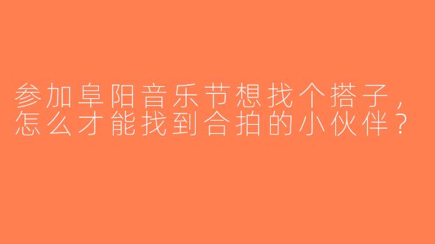 参加阜阳音乐节想找个搭子，怎么才能找到合拍的小伙伴？