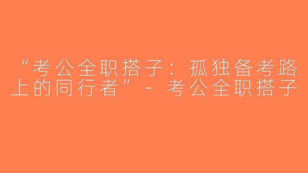 “考公全职搭子：孤独备考路上的同行者”-考公全职搭子