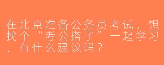 在北京准备公务员考试，想找个“考公搭子”一起学习，有什么建议吗？