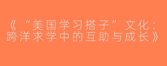 《“美国学习搭子”文化：跨洋求学中的互助与成长》