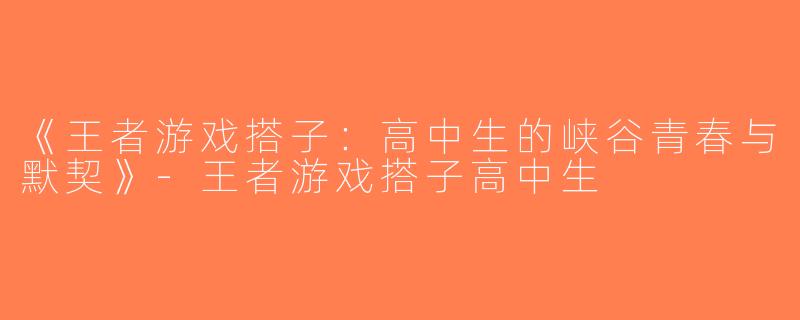 《王者游戏搭子：高中生的峡谷青春与默契》-王者游戏搭子高中生