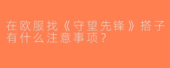 在欧服找《守望先锋》搭子有什么注意事项？
