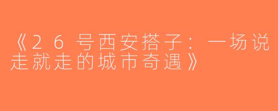 《26号西安搭子：一场说走就走的城市奇遇》