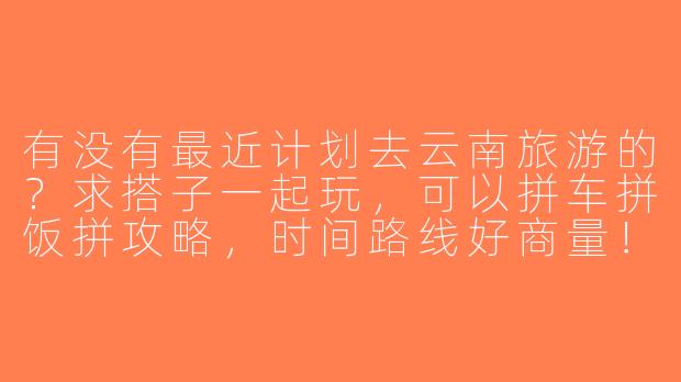 有没有最近计划去云南旅游的？求搭子一起玩，可以拼车拼饭拼攻略，时间路线好商量！-云南旅游求搭子