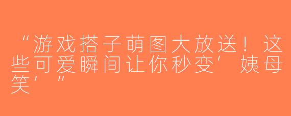 “游戏搭子萌图大放送！这些可爱瞬间让你秒变‘姨母笑’”