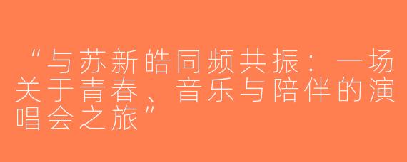 “与苏新皓同频共振：一场关于青春、音乐与陪伴的演唱会之旅”