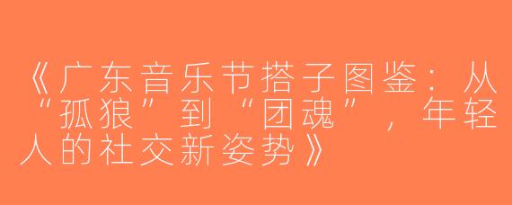 《广东音乐节搭子图鉴：从“孤狼”到“团魂”，年轻人的社交新姿势》