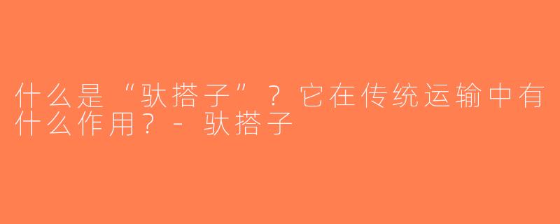 什么是“驮搭子”？它在传统运输中有什么作用？-驮搭子
