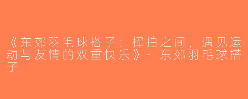 《东郊羽毛球搭子：挥拍之间，遇见运动与友情的双重快乐》-东郊羽毛球搭子