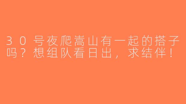 30号夜爬嵩山有一起的搭子吗？想组队看日出，求结伴！