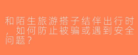 和陌生旅游搭子结伴出行时，如何防止被骗或遇到安全问题？