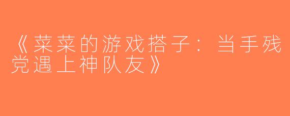 《菜菜的游戏搭子：当手残党遇上神队友》
