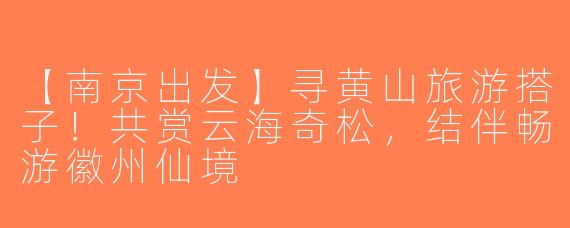 【南京出发】寻黄山旅游搭子！共赏云海奇松，结伴畅游徽州仙境