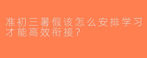 准初三暑假该怎么安排学习才能高效衔接？