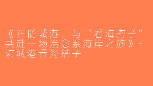 《在防城港，与“看海搭子”共赴一场治愈系海岸之旅》-防城港看海搭子