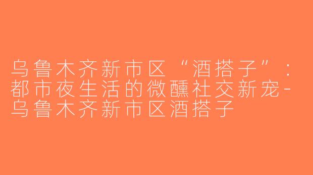 乌鲁木齐新市区“酒搭子”：都市夜生活的微醺社交新宠-乌鲁木齐新市区酒搭子