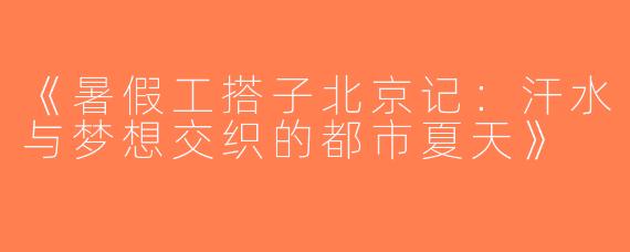 《暑假工搭子北京记：汗水与梦想交织的都市夏天》