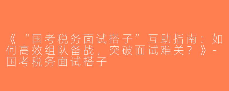《“国考税务面试搭子”互助指南：如何高效组队备战，突破面试难关？》-国考税务面试搭子