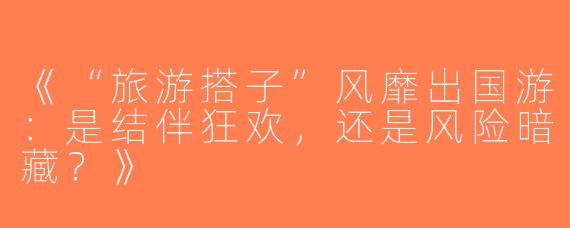 《“旅游搭子”风靡出国游：是结伴狂欢，还是风险暗藏？》