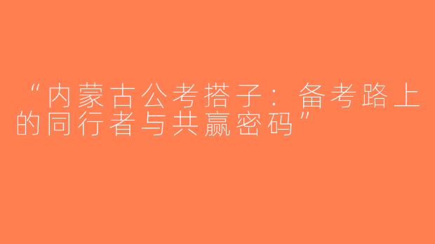 “内蒙古公考搭子：备考路上的同行者与共赢密码”