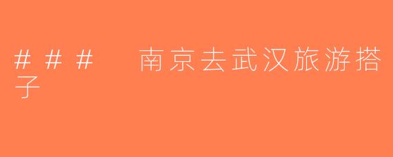 ### 南京去武汉旅游搭子