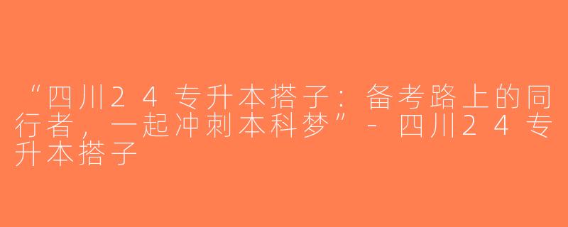 “四川24专升本搭子：备考路上的同行者，一起冲刺本科梦”-四川24专升本搭子
