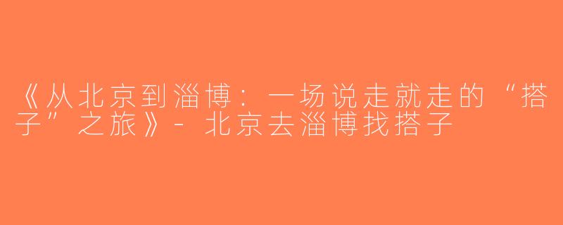 《从北京到淄博：一场说走就走的“搭子”之旅》-北京去淄博找搭子