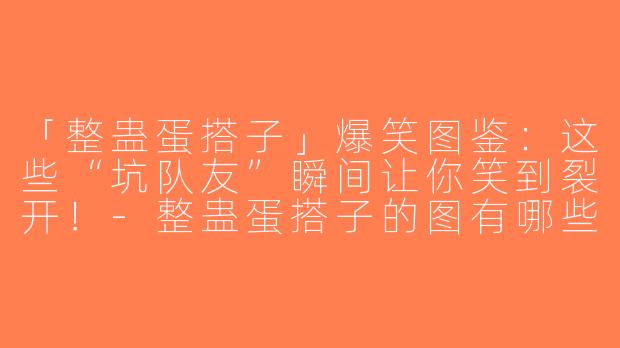 「整蛊蛋搭子」爆笑图鉴：这些“坑队友”瞬间让你笑到裂开！-整蛊蛋搭子的图有哪些