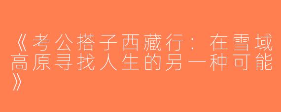 《考公搭子西藏行：在雪域高原寻找人生的另一种可能》