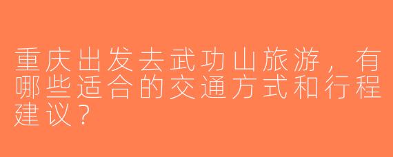 重庆出发去武功山旅游，有哪些适合的交通方式和行程建议？
