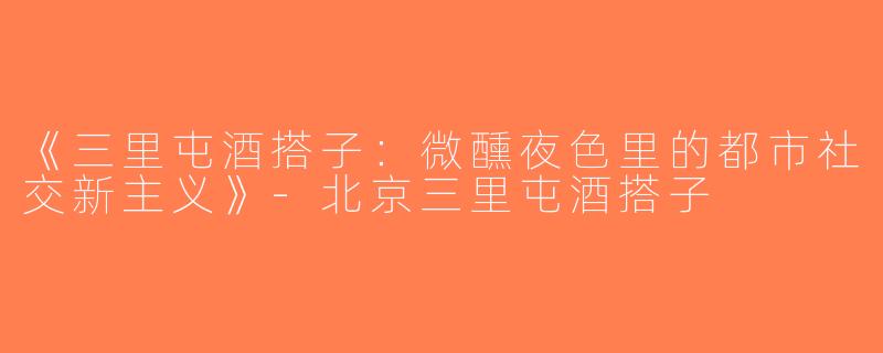 《三里屯酒搭子：微醺夜色里的都市社交新主义》-北京三里屯酒搭子