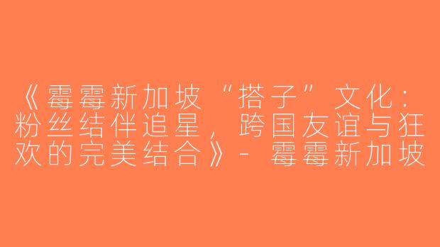 《霉霉新加坡“搭子”文化：粉丝结伴追星，跨国友谊与狂欢的完美结合》-霉霉新加坡搭子