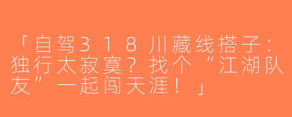 「自驾318川藏线搭子：独行太寂寞？找个“江湖队友”一起闯天涯！」