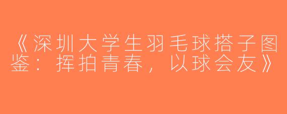 《深圳大学生羽毛球搭子图鉴：挥拍青春，以球会友》