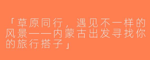 「草原同行，遇见不一样的风景——内蒙古出发寻找你的旅行搭子」