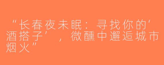 “长春夜未眠：寻找你的‘酒搭子’，微醺中邂逅城市烟火”