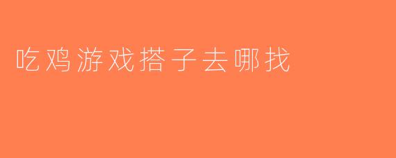 吃鸡游戏搭子去哪找