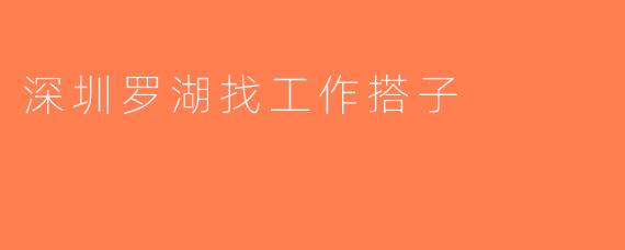 深圳罗湖找工作搭子
